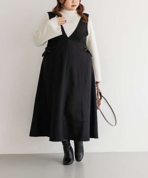 CLETTE(クレット)の「CLETTEオリジナルサイドベルトジャンスカワンピース(ワンピース・レディース・チャコールグレー/ブラック/ブラウン・LL/3L/4L)」の5枚目の写真