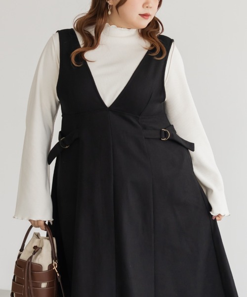 CLETTE(クレット)の「CLETTEオリジナルサイドベルトジャンスカワンピース(ワンピース・レディース・チャコールグレー/ブラック/ブラウン・LL/3L/4L)」の6枚目の写真