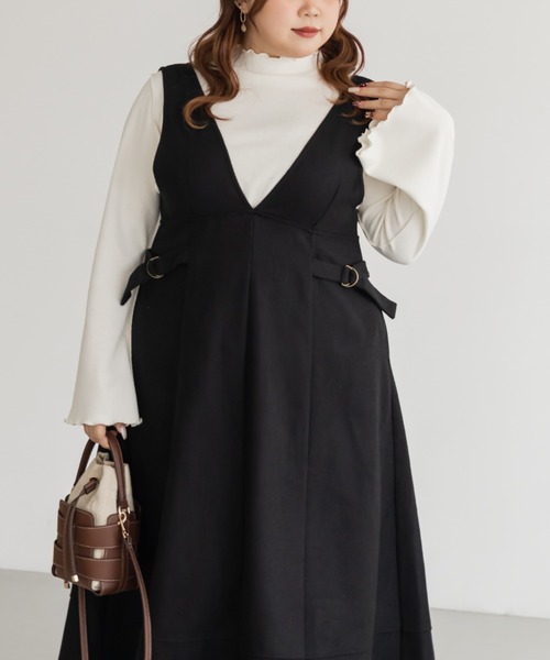 CLETTE(クレット)の「CLETTEオリジナルサイドベルトジャンスカワンピース(ワンピース・レディース・チャコールグレー/ブラック/ブラウン・LL/3L/4L)」の7枚目の写真