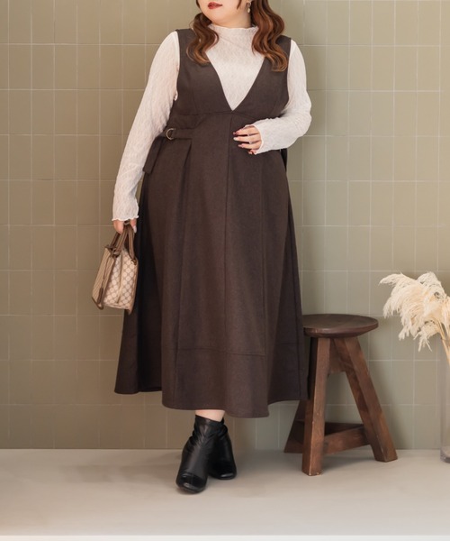 CLETTE(クレット)の「CLETTEオリジナルサイドベルトジャンスカワンピース(ワンピース・レディース・チャコールグレー/ブラック/ブラウン・LL/3L/4L)」の15枚目の写真