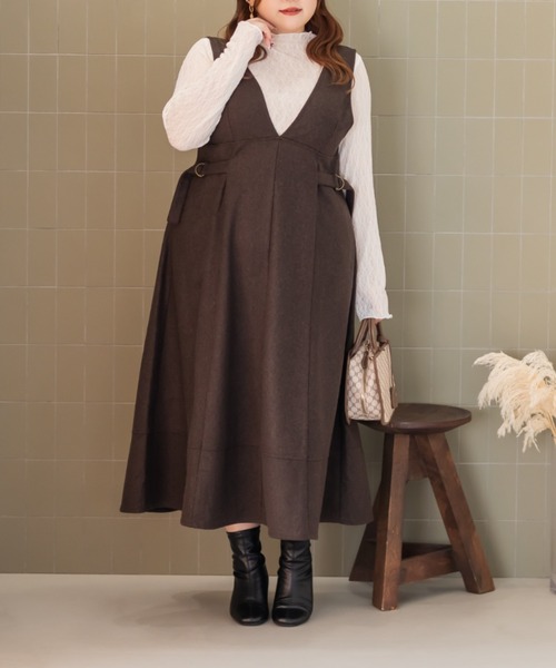 CLETTE(クレット)の「CLETTEオリジナルサイドベルトジャンスカワンピース(ワンピース・レディース・チャコールグレー/ブラック/ブラウン・LL/3L/4L)」の13枚目の写真