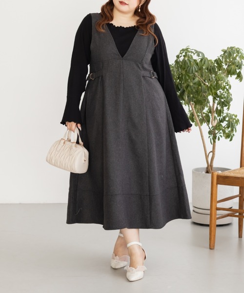 CLETTE(クレット)の「CLETTEオリジナルサイドベルトジャンスカワンピース(ワンピース・レディース・チャコールグレー/ブラック/ブラウン・LL/3L/4L)」の10枚目の写真