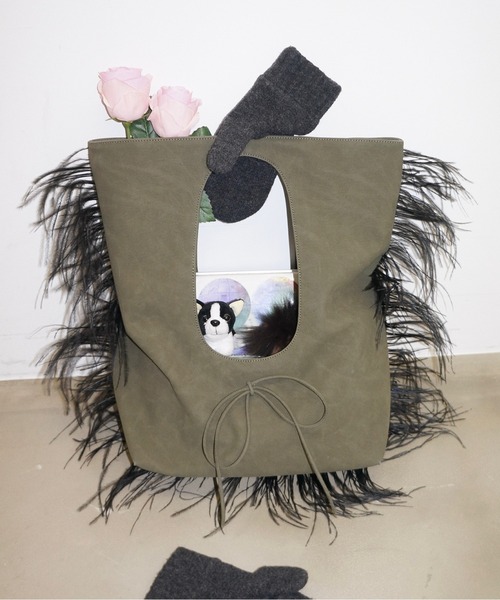 musubore(ムスボレ)の「jelly fish suede toe bag / フリンジスェードトートバッグ(トートバッグ・レディース・グレー/グリーン/ピンク/カーキ・FREE)」の2枚目の写真
