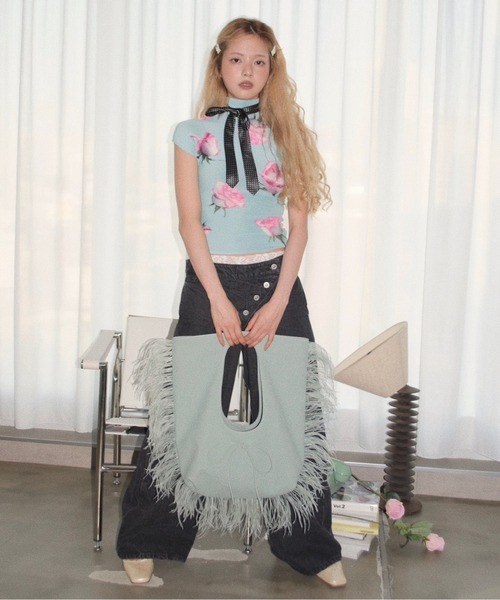 musubore(ムスボレ)の「jelly fish suede toe bag / フリンジスェードトートバッグ(トートバッグ・レディース・グレー/グリーン/ピンク/カーキ・FREE)」の21枚目の写真
