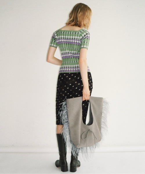 musubore(ムスボレ)の「jelly fish suede toe bag / フリンジスェードトートバッグ(トートバッグ・レディース・グレー/グリーン/ピンク/カーキ・FREE)」の10枚目の写真