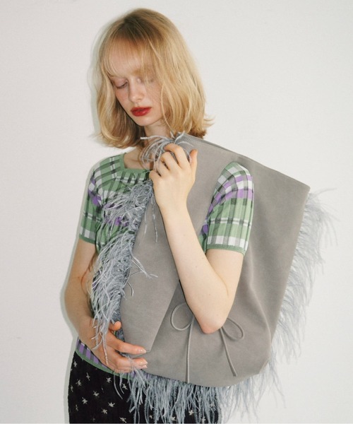 musubore(ムスボレ)の「jelly fish suede toe bag / フリンジスェードトートバッグ(トートバッグ・レディース・グレー/グリーン/ピンク/カーキ・FREE)」の11枚目の写真