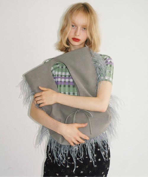 musubore(ムスボレ)の「jelly fish suede toe bag / フリンジスェードトートバッグ(トートバッグ・レディース・グレー/グリーン/ピンク/カーキ・FREE)」の9枚目の写真