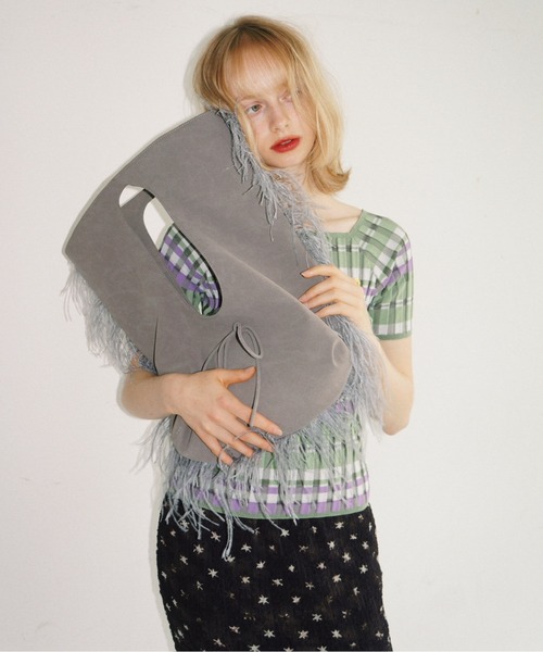 musubore(ムスボレ)の「jelly fish suede toe bag / フリンジスェードトートバッグ(トートバッグ・レディース・グレー/グリーン/ピンク/カーキ・FREE)」の12枚目の写真