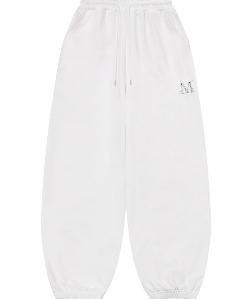 MUCENT（ムセント）の「MUCENT／メタルロゴワイドパンツ（スウェットパンツ・レディース・ブラック/アイボリー/グレー・SMALL）」の2枚目の写真