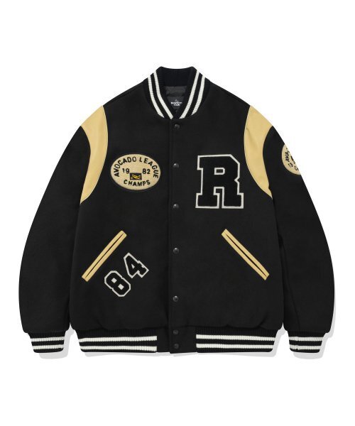 BIG R LOGO PATCH STADIUM JACKET [BLACK]（スタジャン）｜Retriever