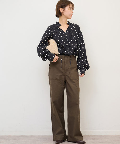 JOURNAL STANDARD relume（ジャーナルスタンダード　レリューム）の「《WEB限定》ドットプリントピンタックブラウス（シャツ/ブラウス・レディース・ブラック・FREE）」の5枚目の写真