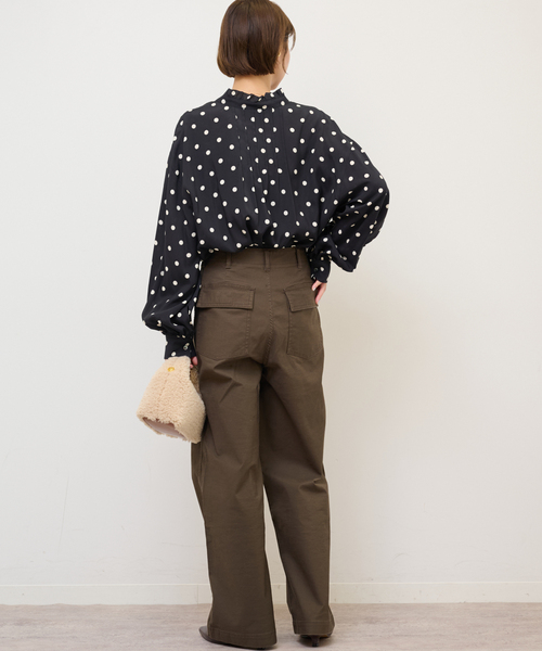 JOURNAL STANDARD relume（ジャーナルスタンダード　レリューム）の「《WEB限定》ドットプリントピンタックブラウス（シャツ/ブラウス・レディース・ブラック・FREE）」の7枚目の写真