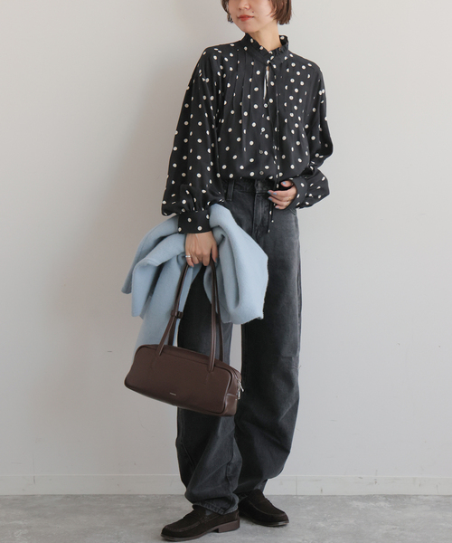 JOURNAL STANDARD relume（ジャーナルスタンダード　レリューム）の「《WEB限定》ドットプリントピンタックブラウス（シャツ/ブラウス・レディース・ブラック・FREE）」の16枚目の写真