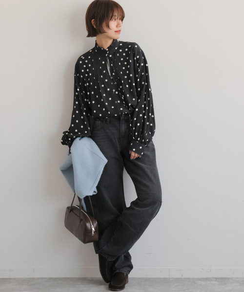 JOURNAL STANDARD relume（ジャーナルスタンダード　レリューム）の「《WEB限定》ドットプリントピンタックブラウス（シャツ/ブラウス・レディース・ブラック・FREE）」の17枚目の写真