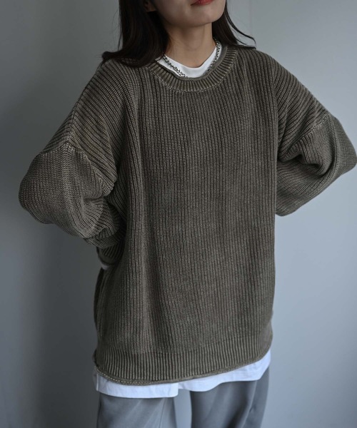 CREARE -LINO-(クレアーレリノ)の「畦編みピグメントオーバーニット(ニット/セーター・メンズ・チャコール/ネイビー/ブラウン・FREE)」の2枚目の写真