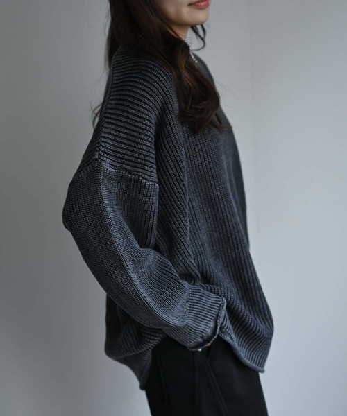 CREARE -LINO-(クレアーレリノ)の「畦編みピグメントオーバーニット(ニット/セーター・メンズ・チャコール/ネイビー/ブラウン・FREE)」の1枚目の写真