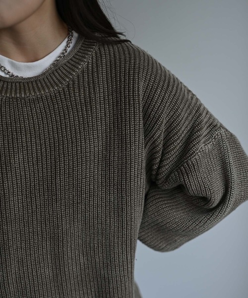 CREARE -LINO-(クレアーレリノ)の「畦編みピグメントオーバーニット(ニット/セーター・メンズ・チャコール/ネイビー/ブラウン・FREE)」の4枚目の写真