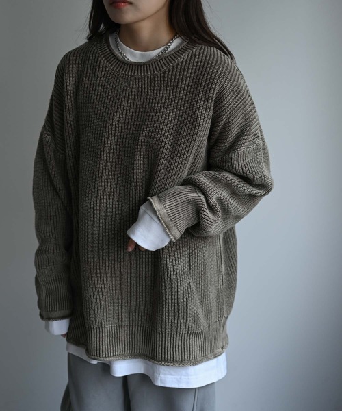 CREARE -LINO-(クレアーレリノ)の「畦編みピグメントオーバーニット(ニット/セーター・メンズ・チャコール/ネイビー/ブラウン・FREE)」の6枚目の写真