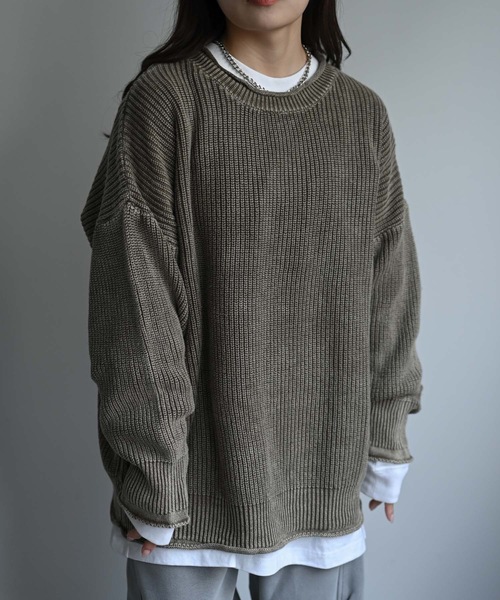 CREARE -LINO-(クレアーレリノ)の「畦編みピグメントオーバーニット(ニット/セーター・メンズ・チャコール/ネイビー/ブラウン・FREE)」の8枚目の写真
