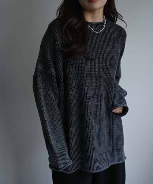 CREARE -LINO-(クレアーレリノ)の「畦編みピグメントオーバーニット(ニット/セーター・メンズ・チャコール/ネイビー/ブラウン・FREE)」の9枚目の写真