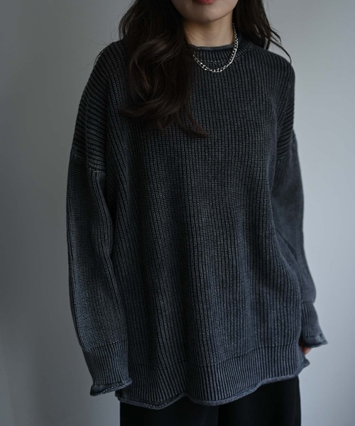 CREARE -LINO-(クレアーレリノ)の「畦編みピグメントオーバーニット(ニット/セーター・メンズ・チャコール/ネイビー/ブラウン・FREE)」の10枚目の写真