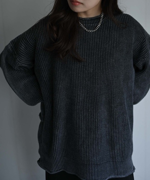 CREARE -LINO-(クレアーレリノ)の「畦編みピグメントオーバーニット(ニット/セーター・メンズ・チャコール/ネイビー/ブラウン・FREE)」の12枚目の写真