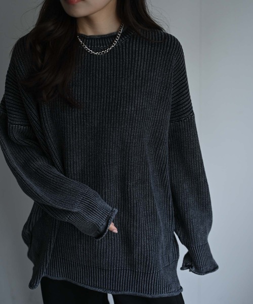 CREARE -LINO-(クレアーレリノ)の「畦編みピグメントオーバーニット(ニット/セーター・メンズ・チャコール/ネイビー/ブラウン・FREE)」の13枚目の写真