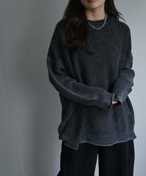 CREARE -LINO-(クレアーレリノ)の「畦編みピグメントオーバーニット(ニット/セーター・メンズ・チャコール/ネイビー/ブラウン・FREE)」の14枚目の写真