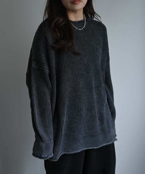 CREARE -LINO-(クレアーレリノ)の「畦編みピグメントオーバーニット(ニット/セーター・メンズ・チャコール/ネイビー/ブラウン・FREE)」の15枚目の写真