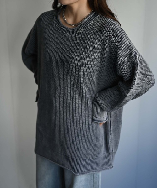 CREARE -LINO-(クレアーレリノ)の「畦編みピグメントオーバーニット(ニット/セーター・メンズ・チャコール/ネイビー/ブラウン・FREE)」の18枚目の写真