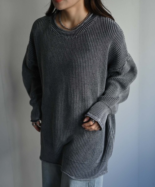 CREARE -LINO-(クレアーレリノ)の「畦編みピグメントオーバーニット(ニット/セーター・メンズ・チャコール/ネイビー/ブラウン・FREE)」の19枚目の写真