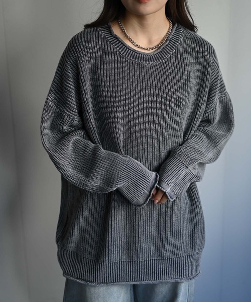 CREARE -LINO-(クレアーレリノ)の「畦編みピグメントオーバーニット(ニット/セーター・メンズ・チャコール/ネイビー/ブラウン・FREE)」の20枚目の写真