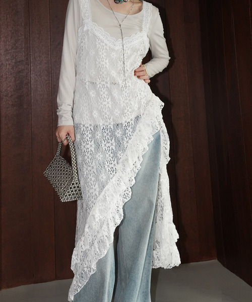 chuclla(チュクラ)の「レースレイヤード キャミワンピース chw26s014(ワンピース・レディース・ホワイト・FREE)」の1枚目の写真