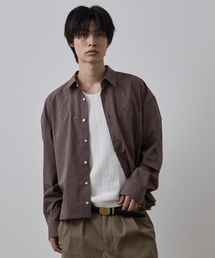 LEARVE（ルアブ）の「セグメントチェッククロップ長袖シャツバーガンディ（シャツ/ブラウス）」