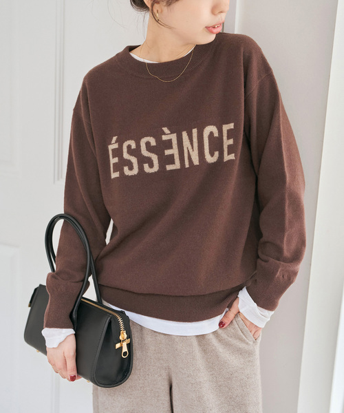 極美品♪スピックアンドスパン ESSENCEロゴニット クルーネック 人気完売品 WEB限定 / 追加》ESSENCEロゴニット（ニット／セーター）｜Spick and