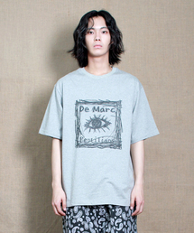 スクエアグラフィックボックスフィット半袖Tシャツグレー