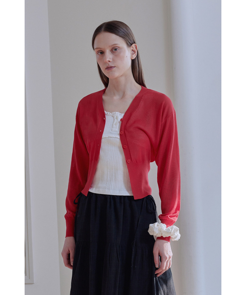 AFTERHOURS(アフターアワーズ)の「ECOVERO V-NECK FITTED CARDIGAN (RED)(カーディガン/ボレロ・レディース・その他・FREE)」の3枚目の写真