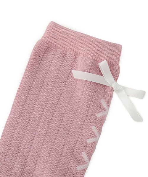 SHOO・LA・RUE（シューラルー）の「リボンレースアップ風ハイソックス（ソックス/靴下・キッズ・ピンク/アイボリー・75/79）」の5枚目の写真