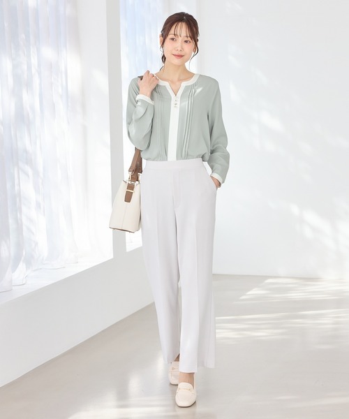 Honeys(ハニーズ)の「配色スキッパーブラウス(シャツ/ブラウス・レディース・ライトグリーン系/ネイビー/ラベンダー/ホワイト・3L/L/LL/M/S)」の21枚目の写真