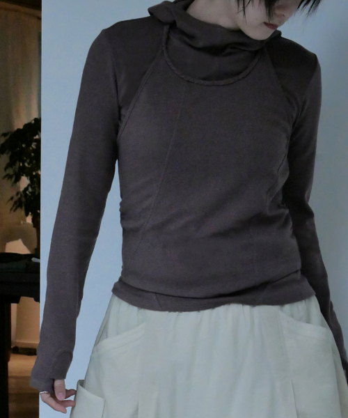 CHAMASPORTSLAB(チャマ スポーツラボ)の「Wool Blend Hoody_ Mocha(パーカー・レディース・モカ・FREE)」の1枚目の写真