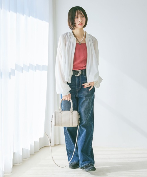 PAGEBOY（ページボーイ）の「＜自宅で洗える！イージーケア＞ スクエアネックリブタンク（タンクトップ・レディース・ピンク/チャコールグレー/オフホワイト/ブルー/ブラック・FREE）」の16枚目の写真