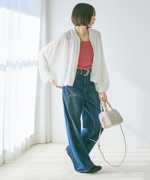 PAGEBOY（ページボーイ）の「＜自宅で洗える！イージーケア＞ スクエアネックリブタンク（タンクトップ・レディース・ピンク/チャコールグレー/オフホワイト/ブルー/ブラック・FREE）」の18枚目の写真