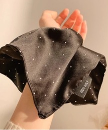 Vini | シルキースクエアシュシュ スカーフ ヘアアクセ ラインストーン(シュシュ)