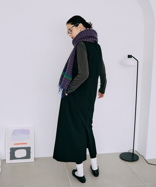 LA MARINE FRANCAISE(マリン フランセーズ)の「ジャージーUネックジャンスカ(ワンピース・レディース・ブラック/オリーブ・FREE)」の5枚目の写真