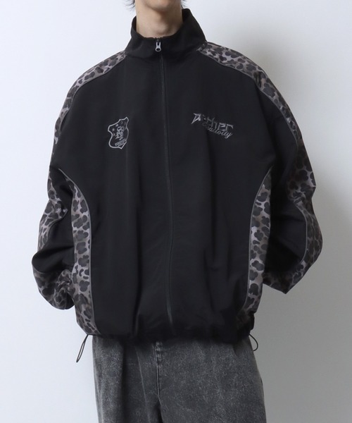 SITRY(シトリー)の「All-over Pattern Switching Nylon Track Jacket/オーバーサイズ 総柄切り替え ナイロン トラックジャケット ブルゾン(ナイロンジャケット・メンズ・ブラック/ライトグレー/ネイビー・S/M/L)」の7枚目の写真