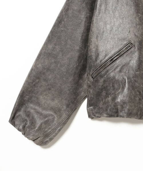 BEAMS(ビームス)の「ワイドショートフィット ゴートレザー ジップブルゾン(ブルゾン・メンズ・ブラウン/ブラック・L/M/S/XL)」の12枚目の写真
