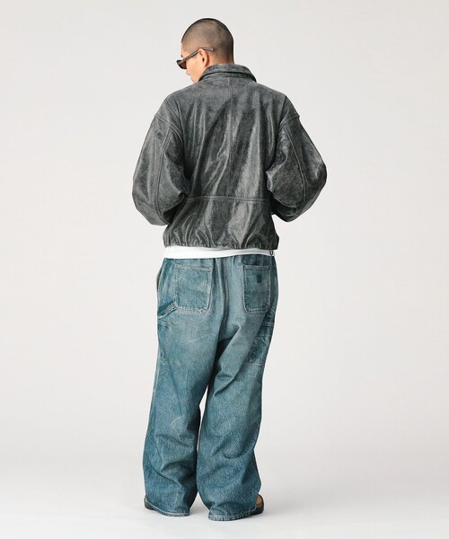 BEAMS(ビームス)の「ワイドショートフィット ゴートレザー ジップブルゾン(ブルゾン・メンズ・ブラウン/ブラック・L/M/S/XL)」の18枚目の写真