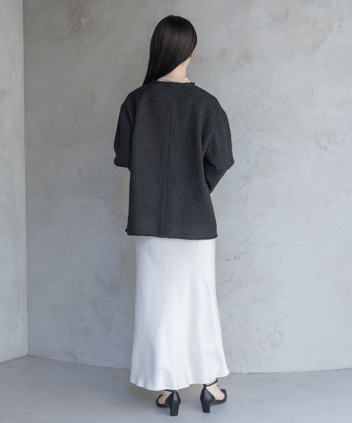 A part by(アパートバイ)の「【Sサイズ展開・セットアップ対応】ツイードノーカラージャケット(ノーカラージャケット・レディース・ネイビー/ブラック系その他2/アイボリー・SMALL/MEDIUM)」の17枚目の写真