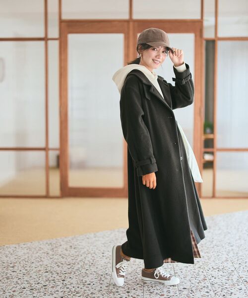 COHINA（コヒナ）の「セミダブルバックフレアウールコート 【低身長・小柄女性】（その他アウター・レディース・ピンク/グレー/ベージュ/ブラウン/オレンジ・SHORT/REGULAR）」の6枚目の写真