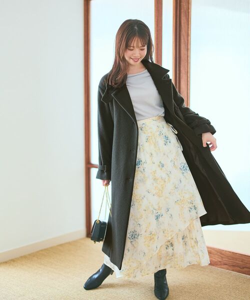 COHINA（コヒナ）の「セミダブルバックフレアウールコート 【低身長・小柄女性】（その他アウター・レディース・ピンク/グレー/ベージュ/ブラウン/オレンジ・SHORT/REGULAR）」の9枚目の写真